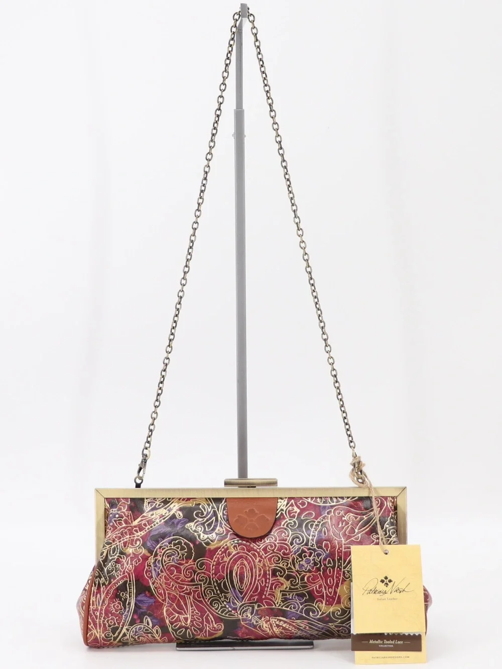 New Patricia Nash Athena Leather Convertible Shoulder Bag Clutch Paisley